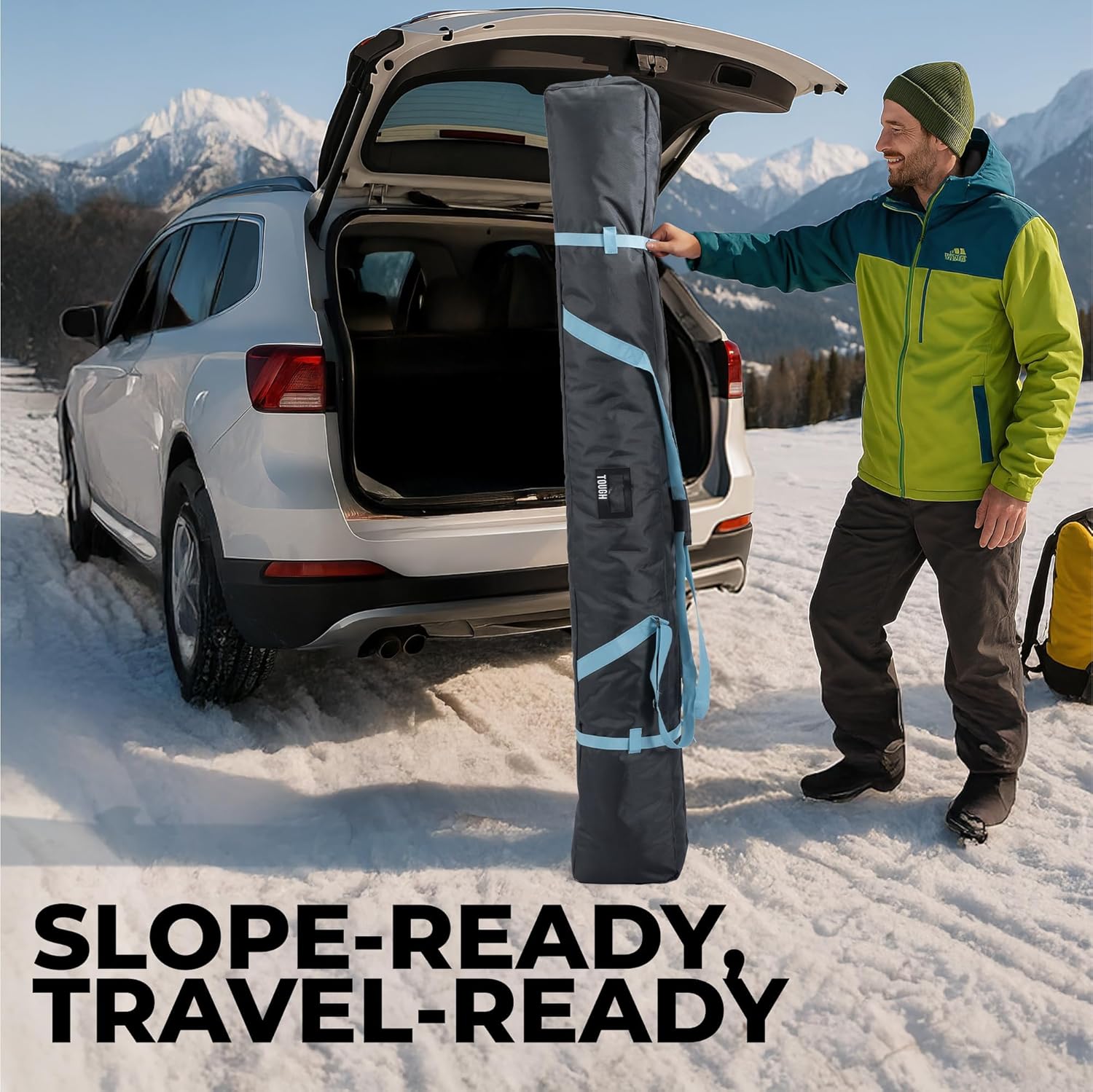 Tough Outfitters 170cm/190cm Ski Bag for Men and Women - Ski Bag for 1 Pair of Skis and Poles with Zipper, 2 Straps with Buckles and Carrying Handle - Image 6