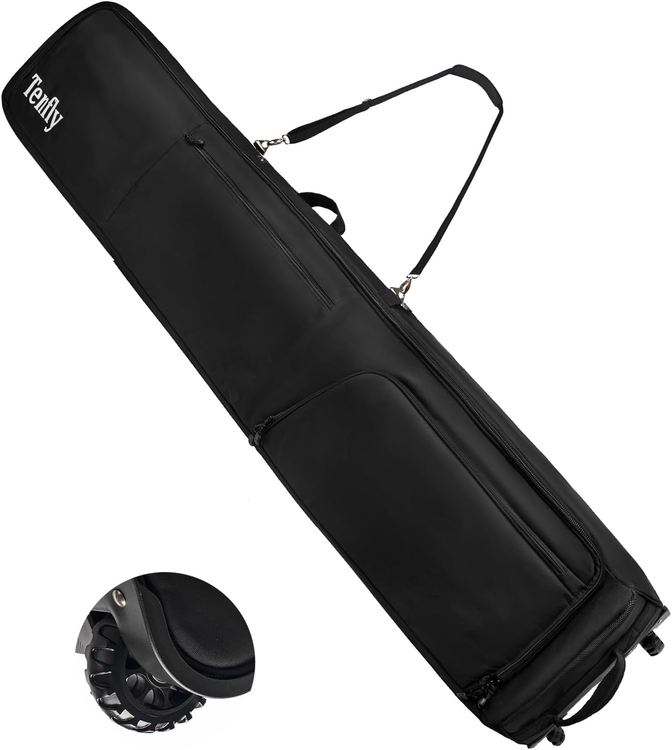 Wheeled Ski Bag for Air Travel, Padded Waterproof Ski Gear Bag Fits 2 Pairs Skis, Adjustable Length 156-200cm, Foldable - 1