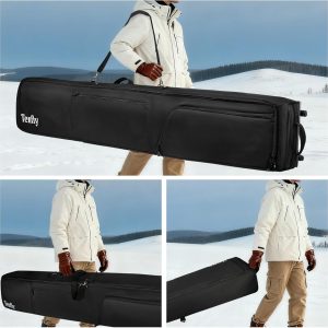 Alternative view of Wheeled Ski Bag for Air Travel, Padded Waterproof Ski Gear Bag Fits 2 Pairs Skis, Adjustable Length 156-200cm, Foldable