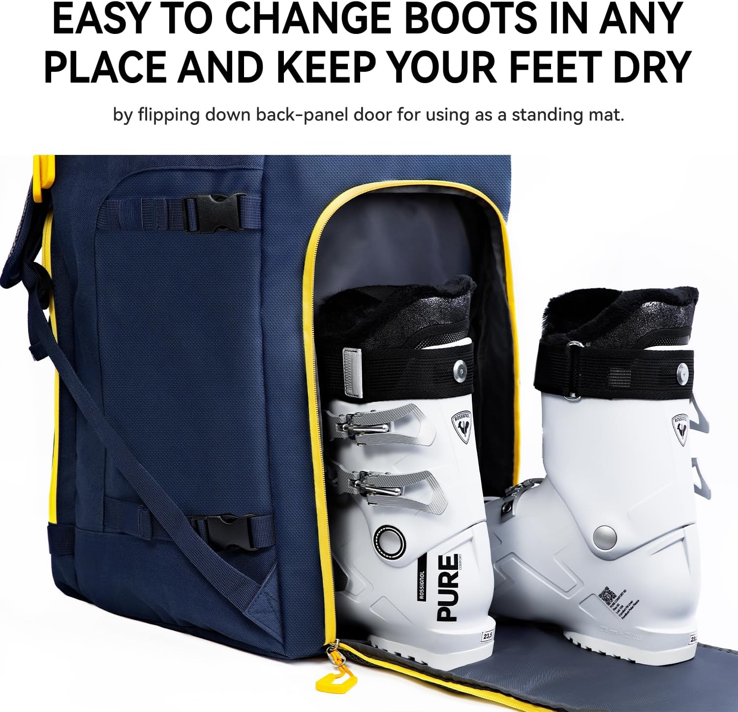 50L Ski Boot Bag, Snow Ski Boot Bag Backpack for Travel, Ski Bag for Ski Helmets, Goggles, Gloves, Skis, Snowboard & Accessories - Image 7