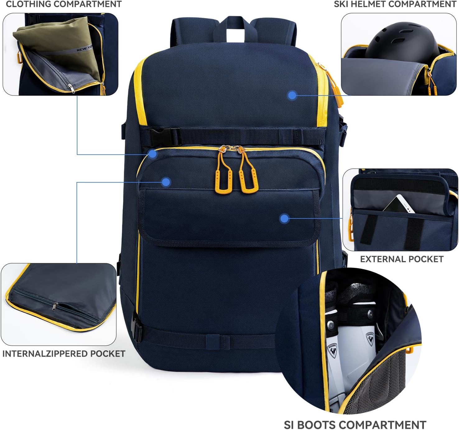 50L Ski Boot Bag, Snow Ski Boot Bag Backpack for Travel, Ski Bag for Ski Helmets, Goggles, Gloves, Skis, Snowboard & Accessories - Image 6