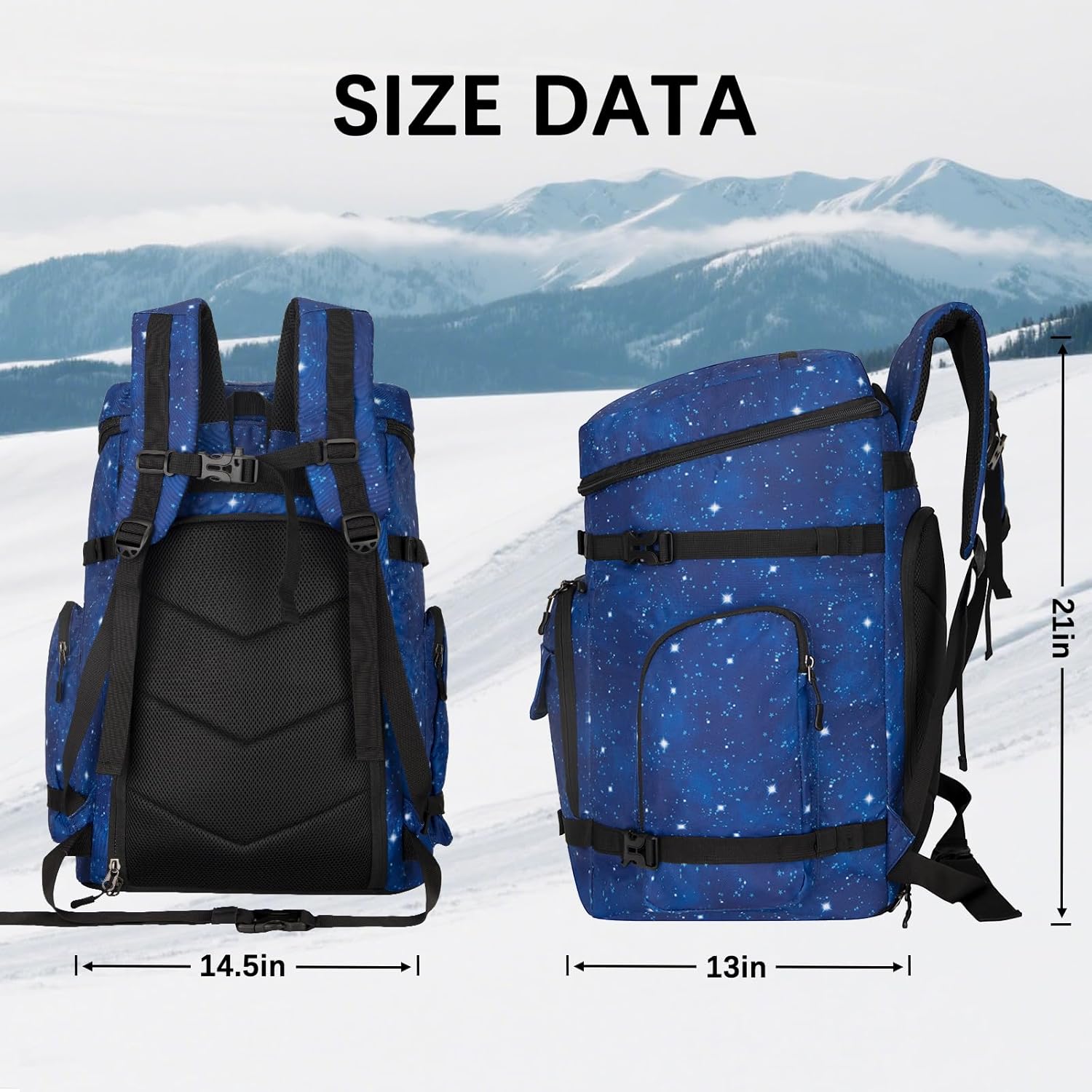 65L Waterproof Ski Boot Bag, Heavy Duty Snowboard Backpack for Helmet Goggles Gear, Air Travel Winter Sports Bag - Image 5