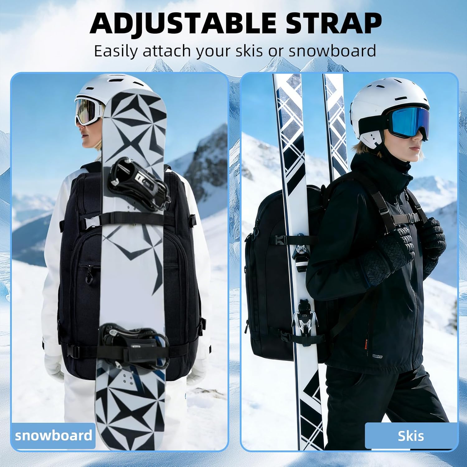 Ski Boot Bag Backpack, Waterproof Ski Boot Travel Backpack for Helmet,Snowboard,Skis,clothes,Goggles, Gloves and other Accessories - Image 4