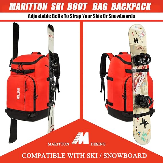 Ski Boot Bag - Boot Travel Backpack for Snowboard & Ski Boots, Helmet, Goggles, Gloves, Accessories - Image 6