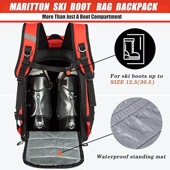 Ski Boot Bag - Boot Travel Backpack for Snowboard & Ski Boots, Helmet, Goggles, Gloves, Accessories - Image 3