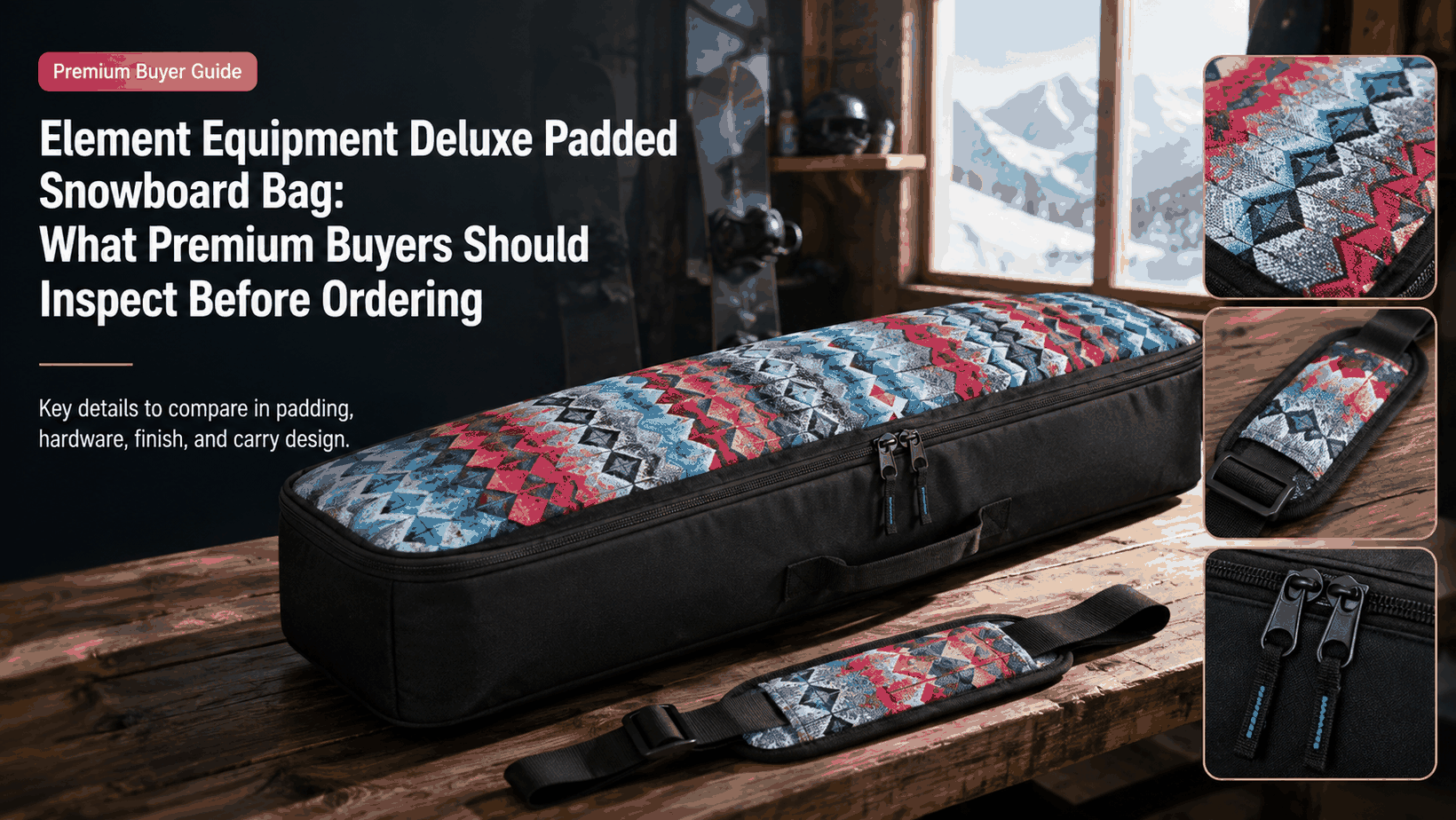 Element Equipment Deluxe Padded Snowboard Bag premium construction inspection