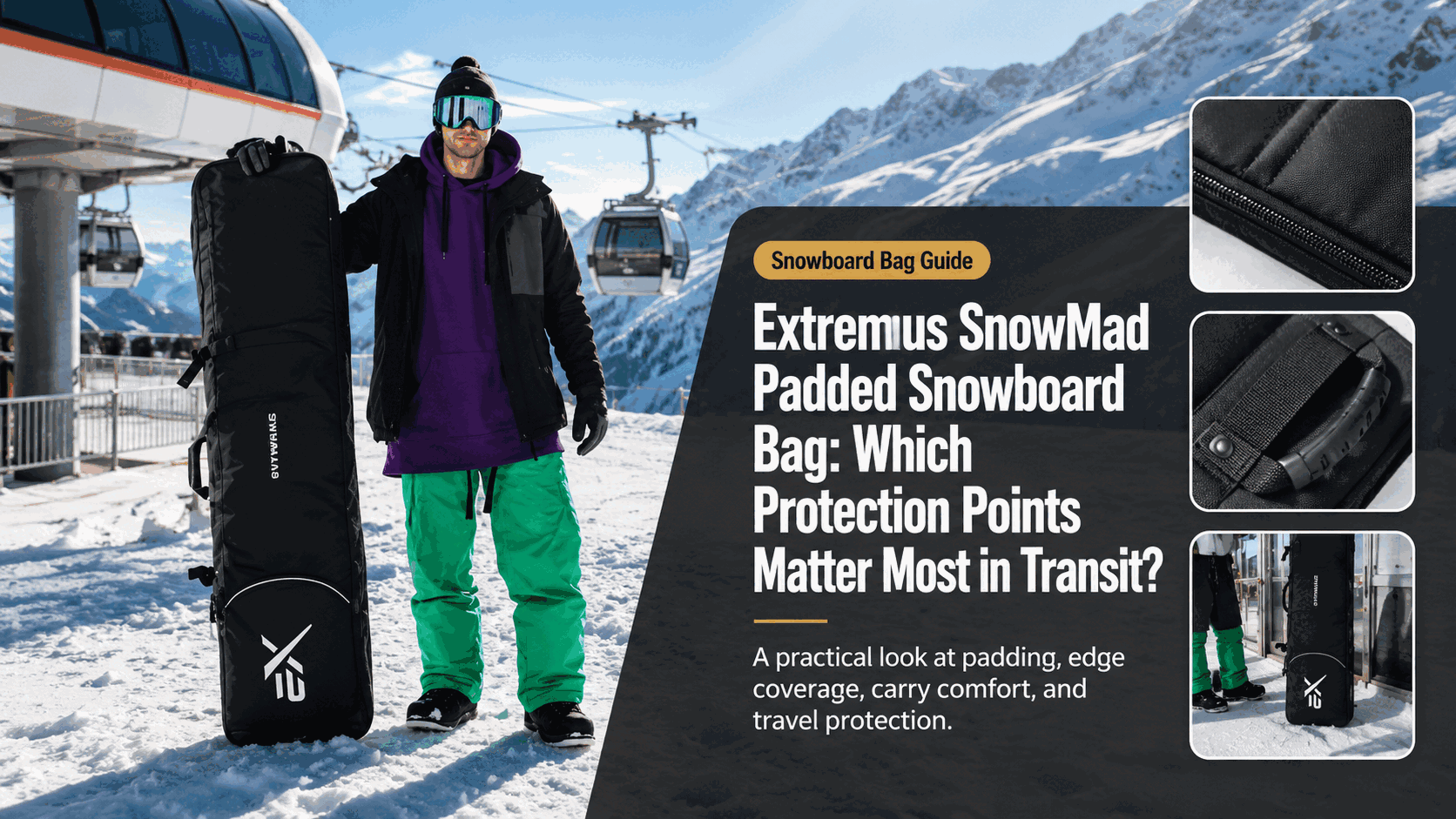 Extremus SnowMad Padded Snowboard Bag protection-zone inspection guide