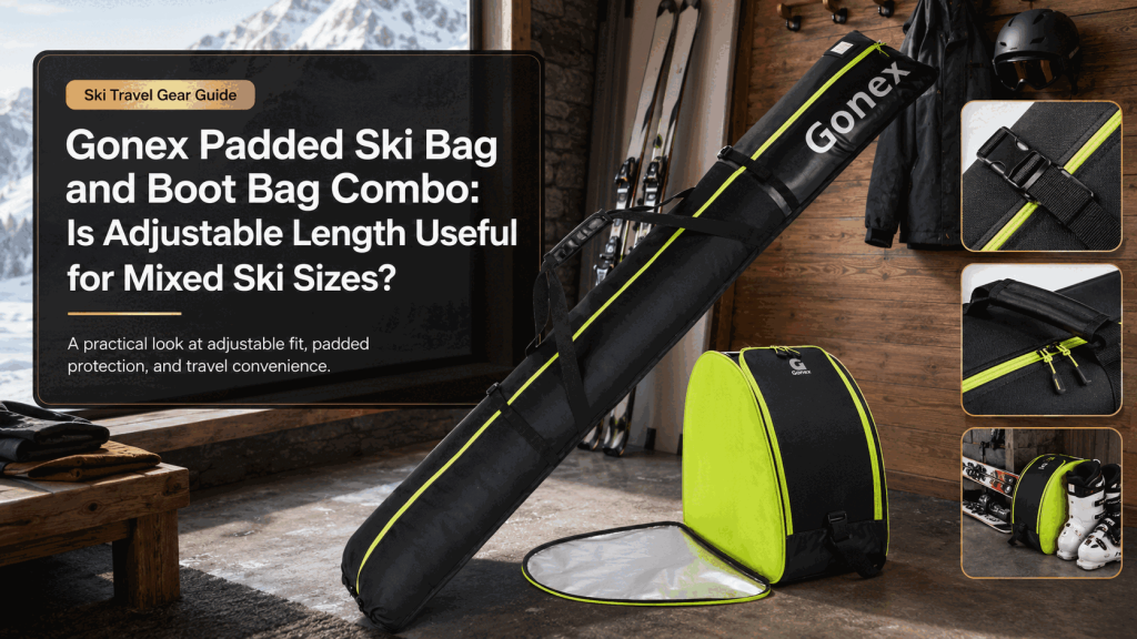 Gonex Padded Ski Bag and Boot Bag Combo adjustable-length fit check