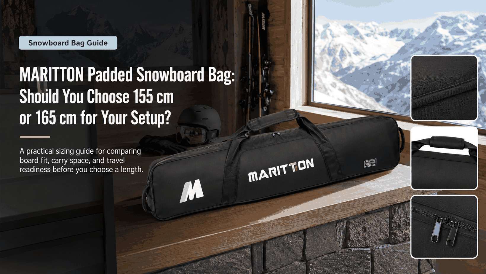 MARITTON Padded Snowboard Bag 155 cm and 165 cm sizing comparison