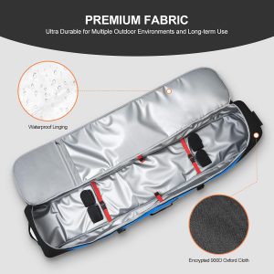 Alternative view of Odoland Rolling Ski Bag, Padded Snowboard Bags with Wheels for Air Travel, 900D Water Resistant Oxford Fabric and Extra 2 Dry Bag, Fits Skis Up to 170/190cm