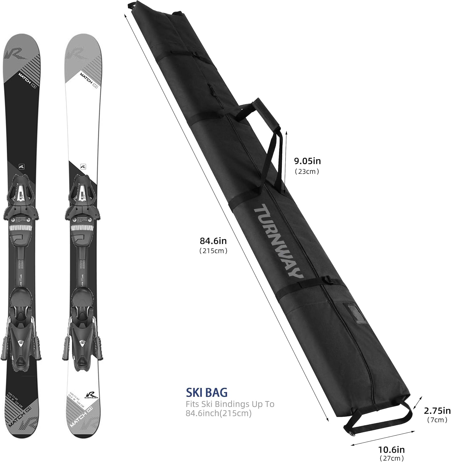 Ski Bag | Transport Skis Up to 215 cm, Poles & Extras | Waterproof - for Men, Women and Youth - Image 6