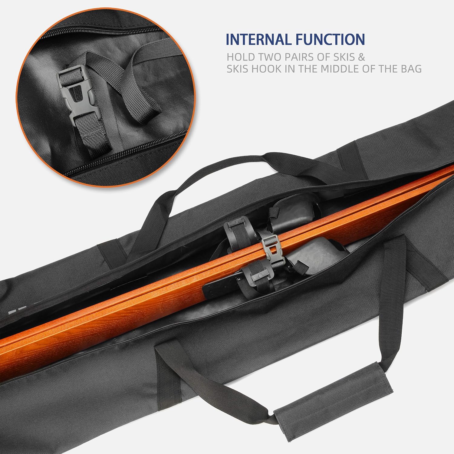 Ski Bag | Transport Skis Up to 215 cm, Poles & Extras | Waterproof - for Men, Women and Youth - Image 5