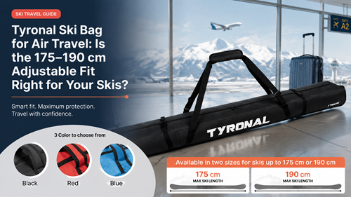 Tyronal Ski Bag for Air Travel 175–190 cm adjustable ski fit guide