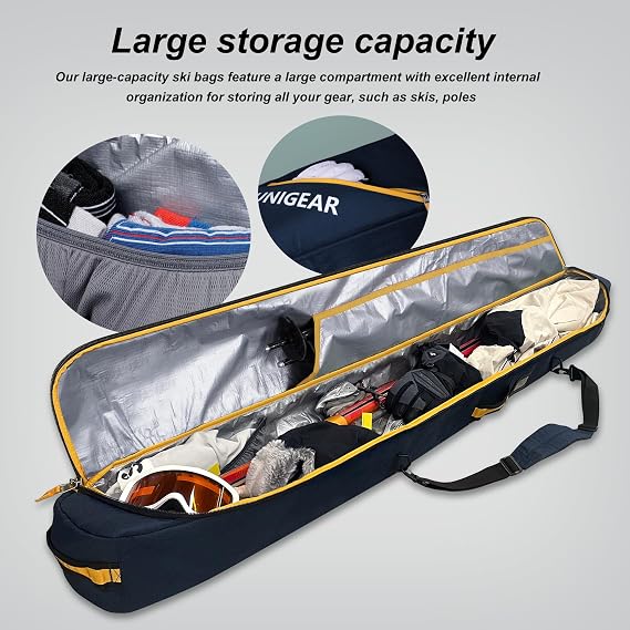 Unigear Ski Bag for Air Travel, 360° Fully Padded, Fit Up to 192cm | Fully padded ski travel bag, water-resistant shell, 360° protection for skis up to 192 cm during flights and transport - Image 5