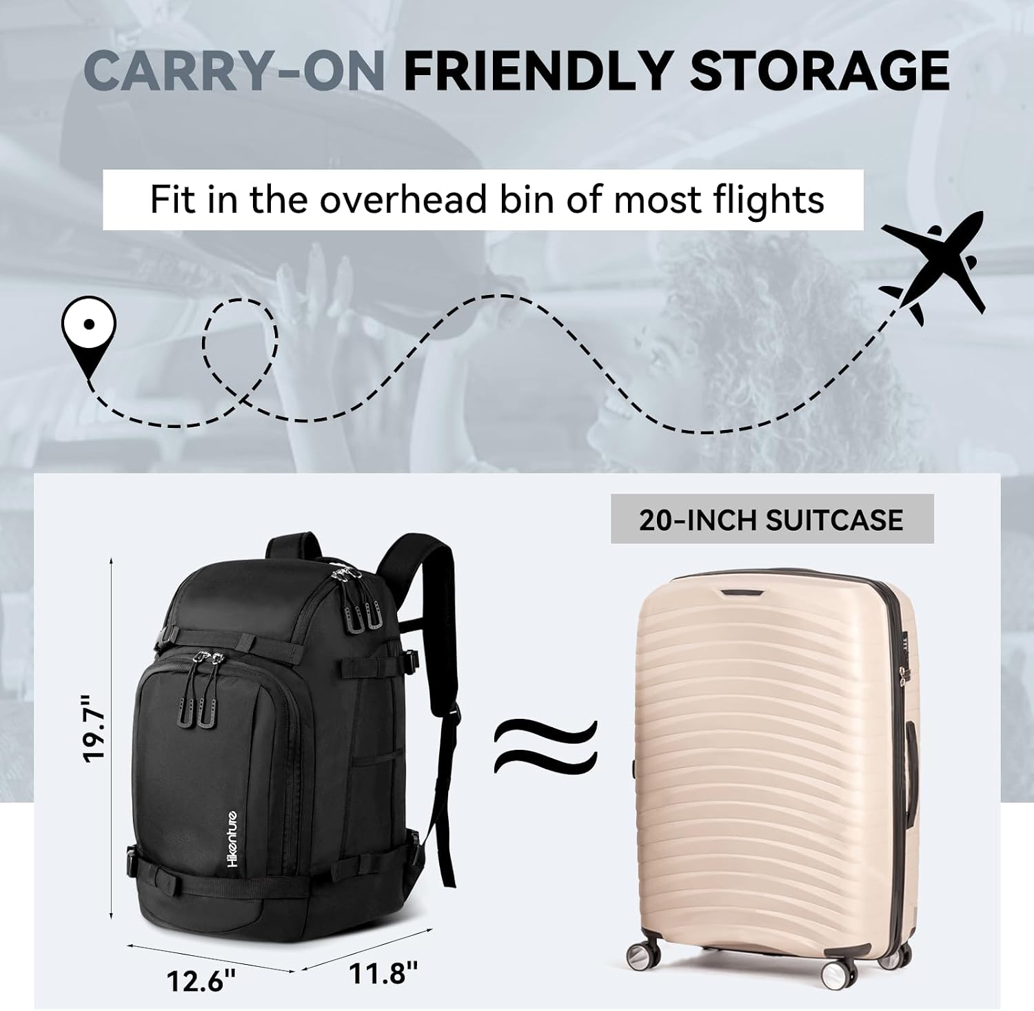 Hikenture Ski Boot Bag Backpack, 50L Padded Ski Bag & Snowboard Boot Bag with Drain Holes, Large Capacity Water-Resistant Ski Travel Bag for Ski Boots, Helmet, Goggles, Clothes, Gloves, Snowboard Gear - Image 3