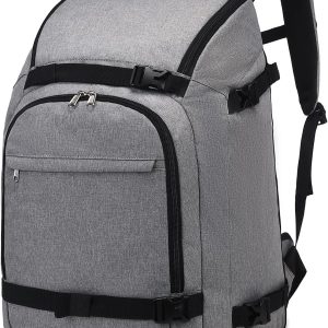 Octsky Ski Boot Bag - 50L Ski Travel Backpack for Snowboard Boot, Helmet, Goggles, Gloves & Accessories, Grey - 1