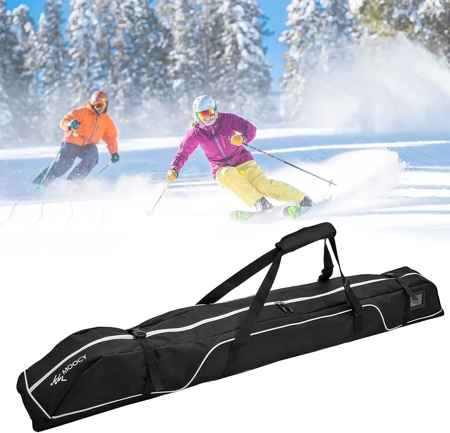 Ski Bag,Single Ski Bags for Air Travel,Ski Bag with Separate Pole Slot,Ski Travel Bag for Snow Gear, Poles and Accessories - Image 2