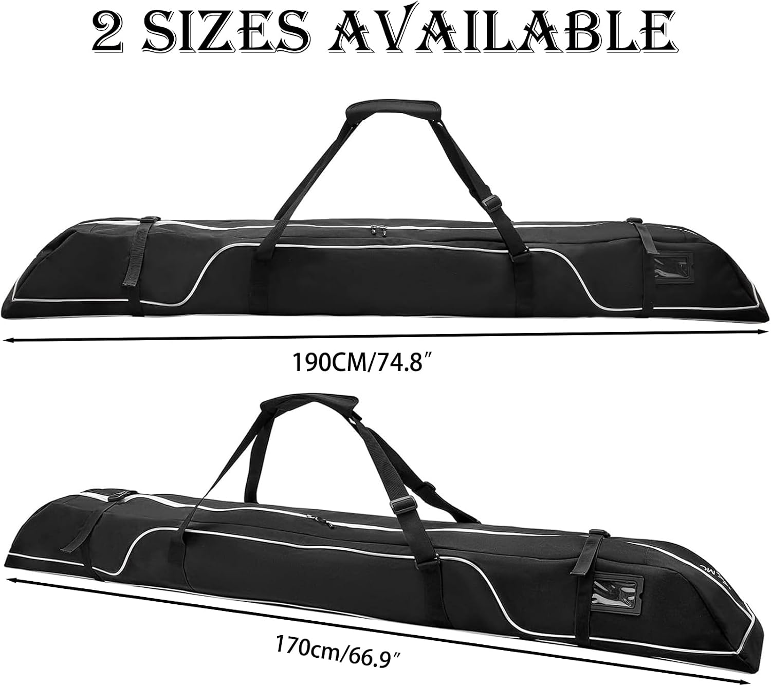 Ski Bag,Single Ski Bags for Air Travel,Ski Bag with Separate Pole Slot,Ski Travel Bag for Snow Gear, Poles and Accessories - Image 3