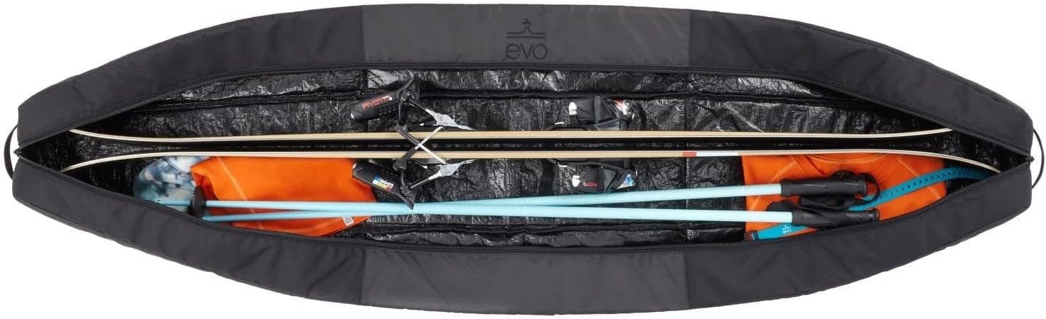 evo Padded Single Ski Bag for Air Travel, 600D Recycled PET Ripstop Ski Travel Bag for Skis and Poles - Image 6